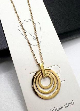 Ланцюжок з підвіскою картьє з медичної сталі (stainless steel)