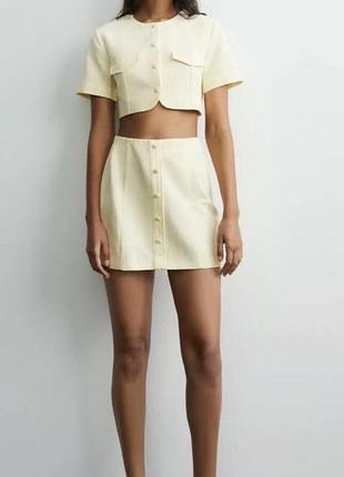 Сорочка спідниця комплект лимонний жовтий zara зара