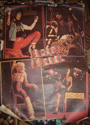 Раритетный постер iron maiden kiss david lee roth ac-dc