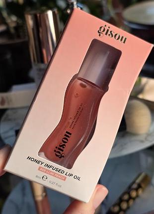 Увлажняющее масло для губ gisou honey infused lip oil bee-llini peach 8 мл