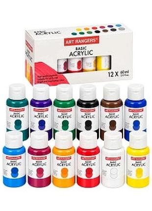 Фарби акрилові 12 штук кольорів *60мл art rangers basic acrylic