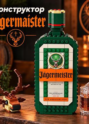 3d конструктор в виде бутылки jägermeister, необычный конструктор для взрослых, конструктор егермейстер, 241 деталь