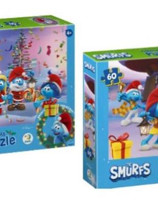 Комплект пазлов dodo the smurfs (смурфики): колядки + празднуем новый год, по 60 элементов