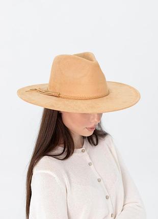 Капелюх федора з полями 9 см d.hats колір кемел