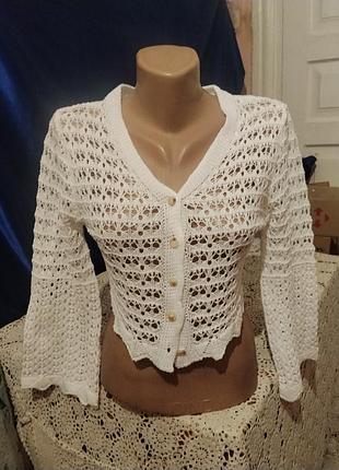 Ажурна біла кофтинка