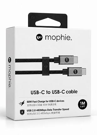 Кабель type-c to type-c 1 метр 60w (usb 2.0 480mpbs) mophie черный