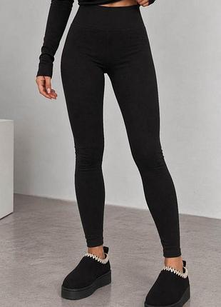Лосины женские однотонные на флисе, цвет черный, 214r335 xl, 50, xl