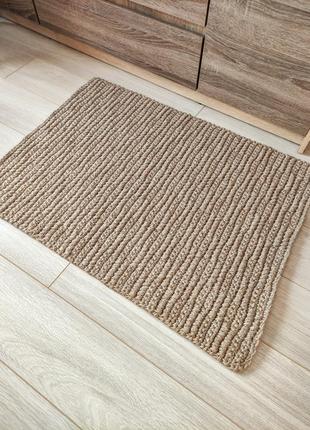 Килимок ручної роботи. плетений килимок. рогожа. килим з джуту. натуральний килим.4 фото