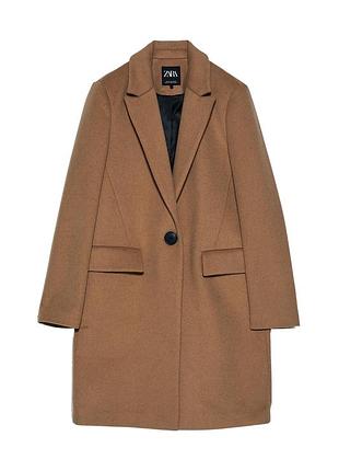Пальто жіноче zara пряме кольору кемел, розмір xs