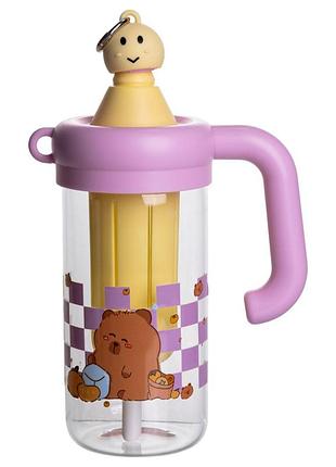 Пляшка для води скляна capybara із ситечком 750 мл, ліловий yiwu hp-gm-23