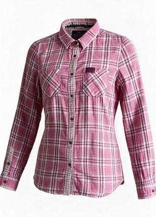 Стильна двостороння сорочка superdry в клітинку з люрексом, розмір m.