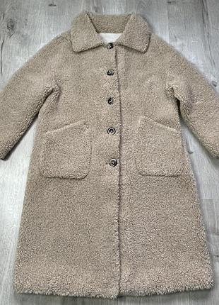 Довге пальто тедді екошуба оверсайз розмір l-xl (пог 58 см, довжина 103 см) ідеальний стан