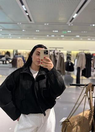 Бомбер zara, куртка-бомбер під замшу zara , бомбер чорний zara, бомбер жіночий