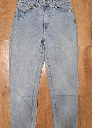 Джинсы женские голубые, синие mom slim h&amp;m, размер xs - s