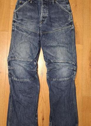 Джинсы мужские relaxed трубы широкие синие g-star raw, размер м.
