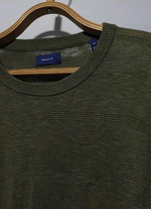 Tонкий в'язаний светр з шовком   хакі  gant xl