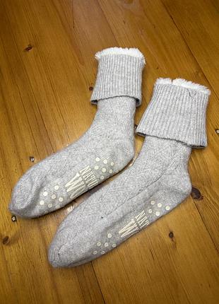 Wool теплі в’язані шкарпетки-капці з плюшем та антиковзною підошвою