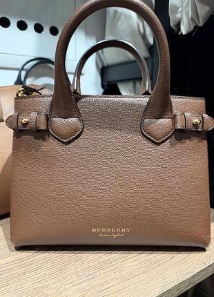 Сумка жіноча burberry тоут коричнева шкіряна