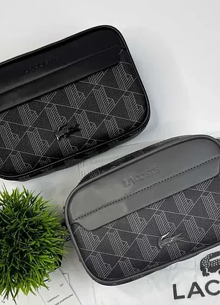 Мужской мессенджер lacoste / брендовая сумка лакост через плечо / стильная борсетка lacoste с монограммой / сумка lacoste cross-body / lacoste shoulde
