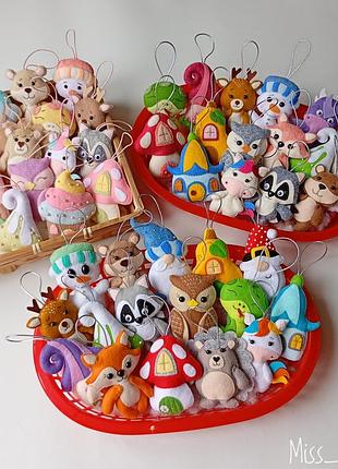 Новогодние ёлочные игрушки из фетра ручной работы (наборы)