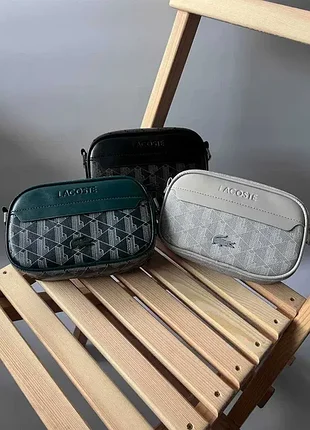 Брендовая сумка через плечо lacoste / мессенджер лакост монограмма / стильная борсетка lacoste / сумка на плечо с логотипом lacoste / lacoste mini mes