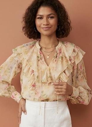 Розкішна квіткова блуза ted baker helenoh з воланами, бренд з великобританії (розмір l / xl / 12-14)