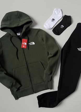 Мужской спортивный костюм the north face зимний на флисе зип худи tnf флис + теплые брюки xs / s / m / l / xl / xxl