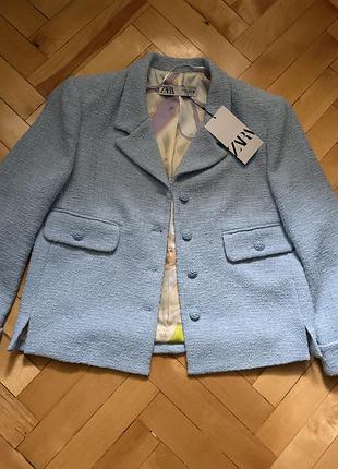 Жакет жіночий zara твідовий блакитний розмір m