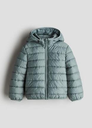 Куртка h&m демісезонна стьобана бірюзова 110-116 см 4-6 років з капішоном зйомним