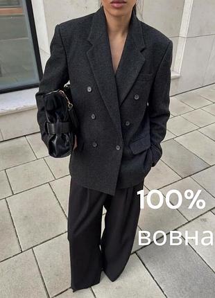 Бездоганне шерстяне коротке пальто marca 100% шерсть графітове сіре двобортне піджак пальто тепле коротке пальто графітового кольорі трендове пів паль