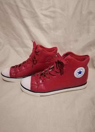 Красные кожаные кеды converse all star. размер 42.5.