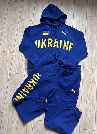 Жіночий спортивний костюм puma синій з написом ukraine