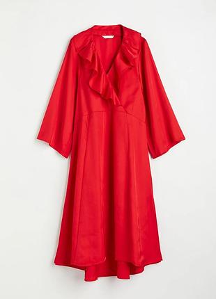 Платье миди h&amp;m красного цвета размер s