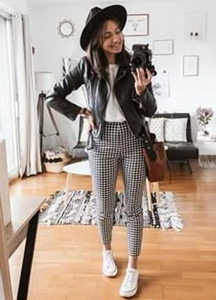 Легінси/лосини з чорно-білим візерунком «гусяча лапка» amisu