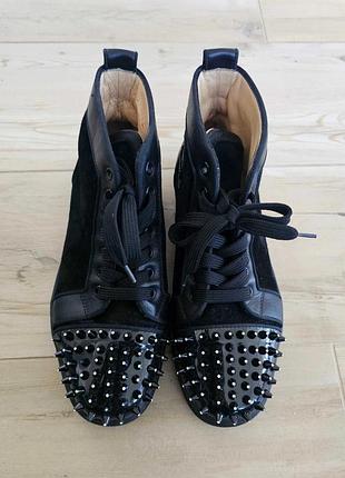 Кеды унисекс christian louboutin высокие, черные, размер 39