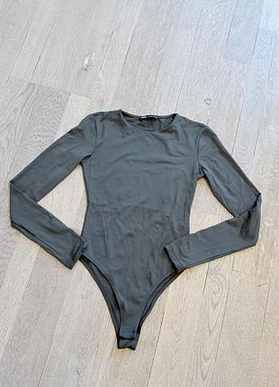 Боді жіноче zara оливкове з довгим рукавом
