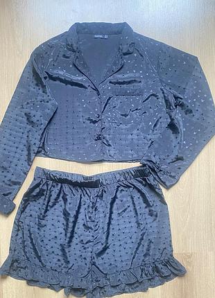 Жіноча піжама укорочена кофта і шорти розмір xl-xxl boohoo