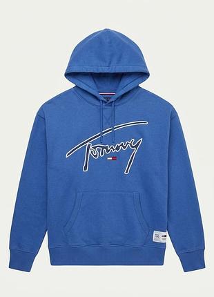 Худі чоловіче tommy jeans синє з вишивкою