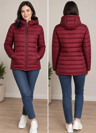Жіночий пуховик harvey & jones ультралегкий бордовий розмір м (маркування l)