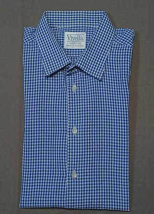 Воротник 41 см viyella size l- xl синеобола рубашка в мелкую клетку 
made in england cotton-rich