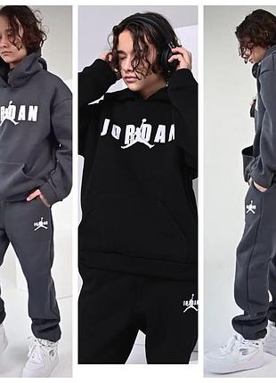 Теплый подростковый костюм "jordan" для мальчиков, размеры на рост 146-164 164-170, черный