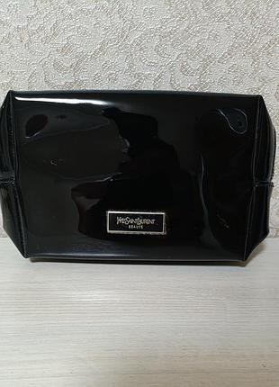 Черная лакированная косметичка косметика yves saint laurent оригинал