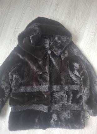 Напівшубок норковий чорний з капюшоном m/l
