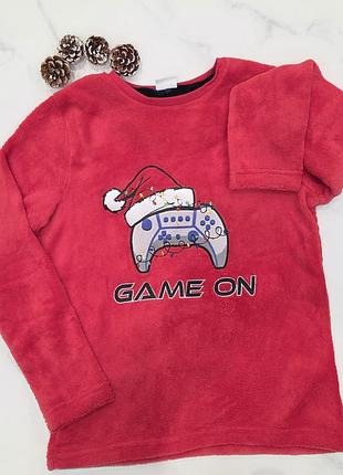 Светр для підлітків плюшевий червоний з принтом game on від primark