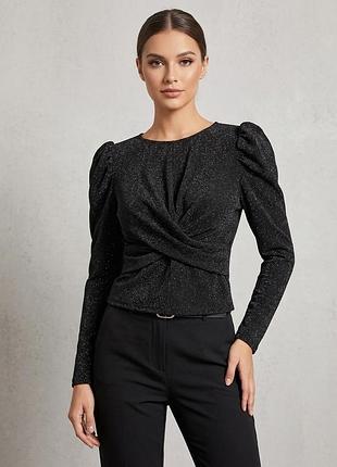 Ошатна чорна блуза  з люрексом shein (l / 40