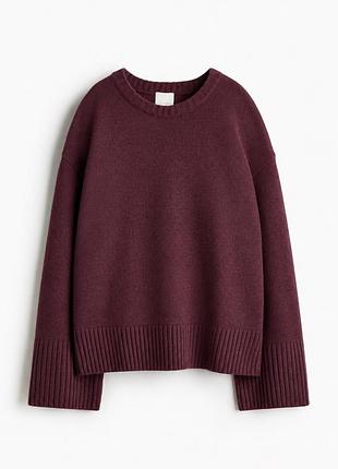 Светр жіночий h&m premium selection бордовий шерсть + кашемір