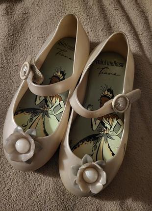 Балетки для дівчаток mini melissa sweet love + disney (princess tiana) бежеві 27 розмір