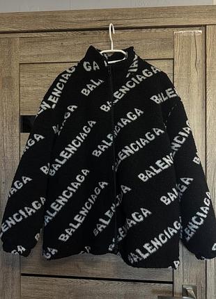 Куртка жіноча balenciaga шерпа плюш чорна