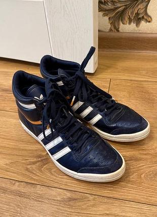 Кросівки adidas високі сині з білими смужками