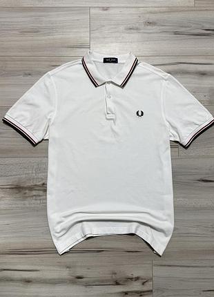 Біла футболка polo фред перрі fred perry m3600 twin tipped polo, xl, оригінал